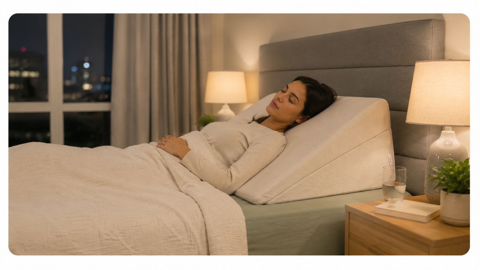 Almohada en cuña para dormir con la cabecera elevada y reducir el reflujo
